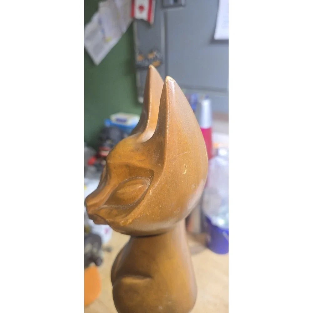 Vintage Tiki Figurine - Classic Tiki Cat - Wooden Figurine
